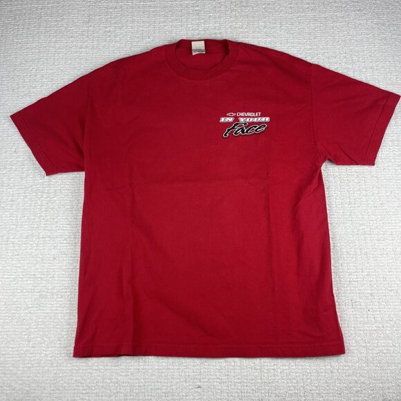 Chevy in Your Face Vintage Red T-shirt size XL '66 Nova Double Sided Chevrolet - Picture 2 of 16